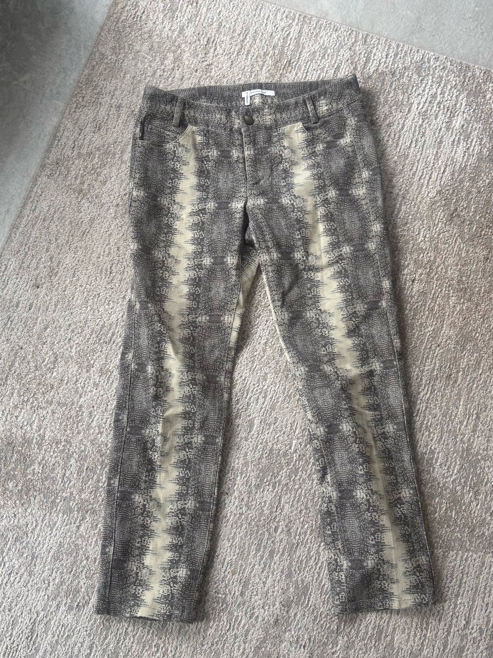 Derek Lam Slim Printed Jeans in Gray and Cream